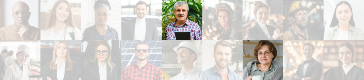 A montage of portraits shows a diverse group of people, illustrating the range of financial wellness needs that Vanguard can help plan sponsors address.