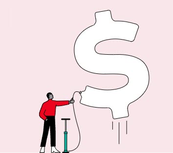 Illustrated person with a dollar sign