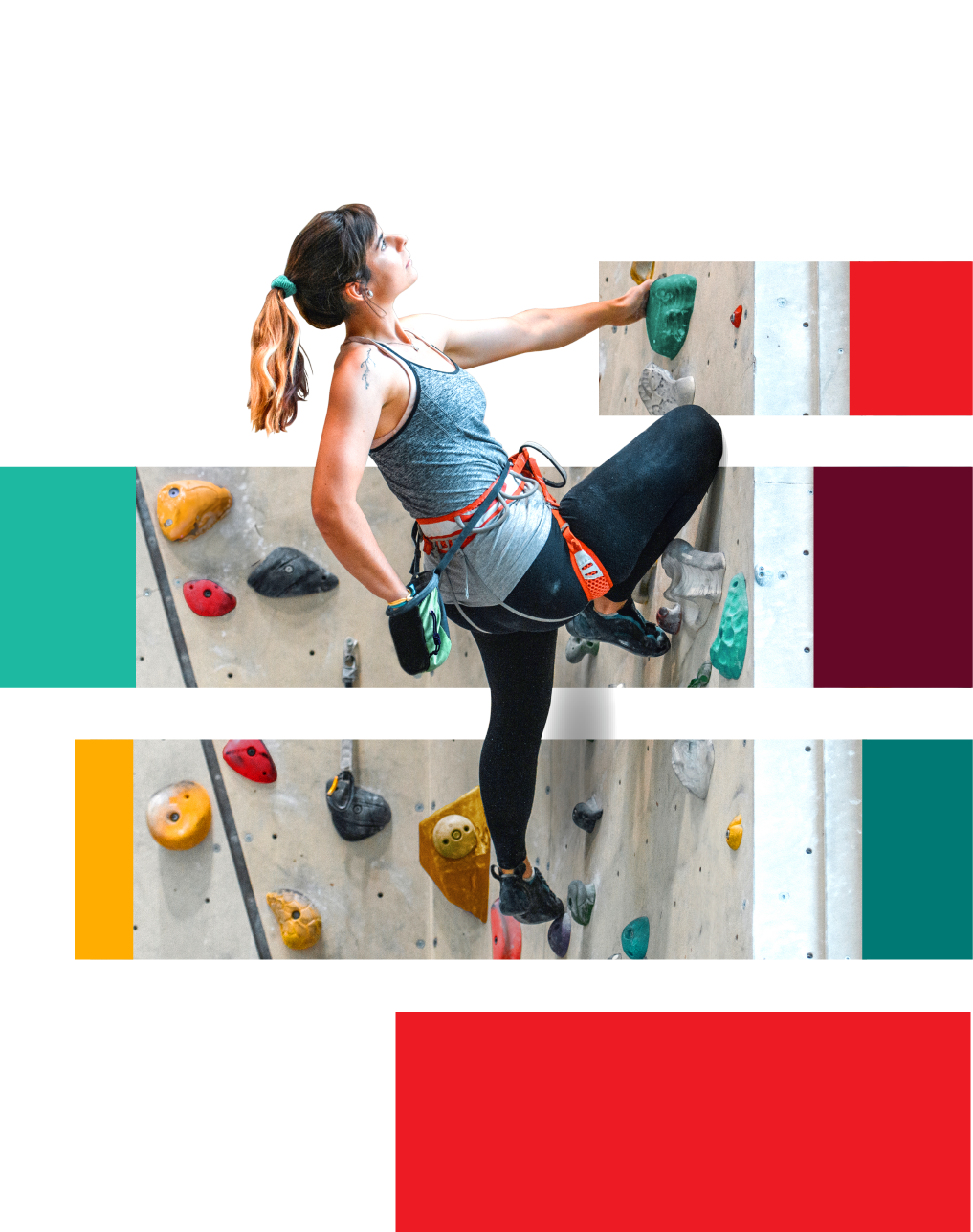 A women climbing a rock wall