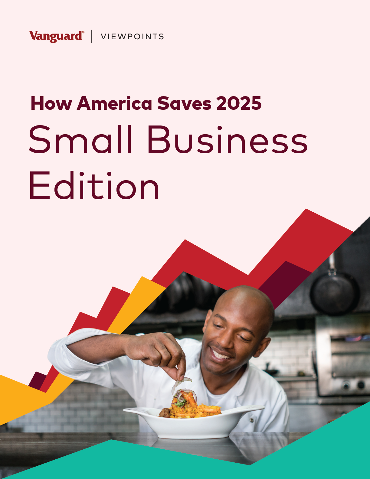 This is the cover of How America Saves: Small Business Edition. It is a chef putting a garnish on a plate